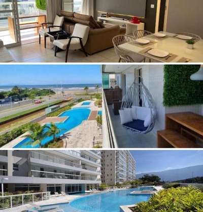Home 1 | Ap Cinema Frente Mar com Piscina Aquecida em Bertioga