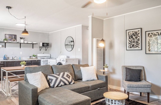 Kick back and relax in this calm, stylish space.