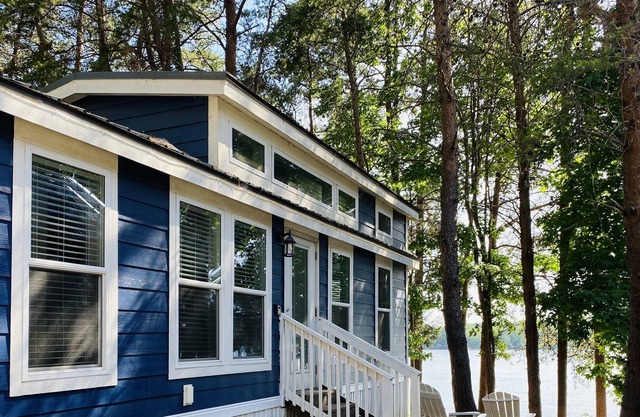 Lakefront Two Bedroom Tiny Home #15 on the lake at Long Cove Resort by RedAwning