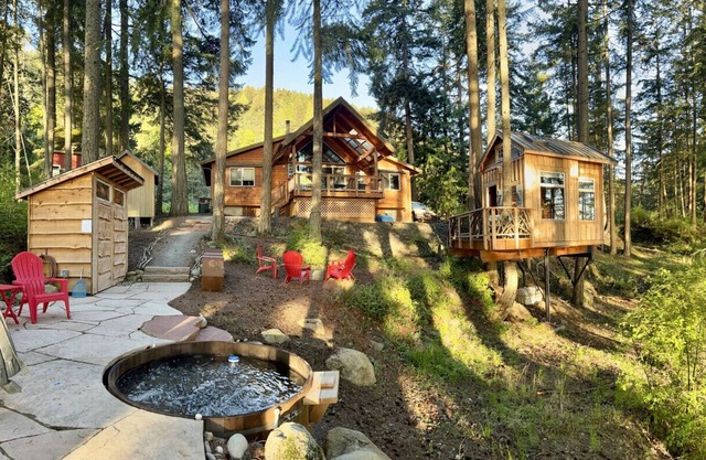 Lakeside Cabin in the Trees with Views and Hot Tub