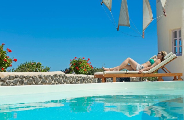Lilac Windmill Santorini luxury villa with private pool and sea view
