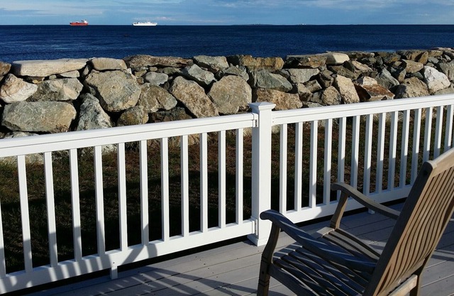 Located on the ocean. Great views of the Isles of Shoals from waterfront deck.
