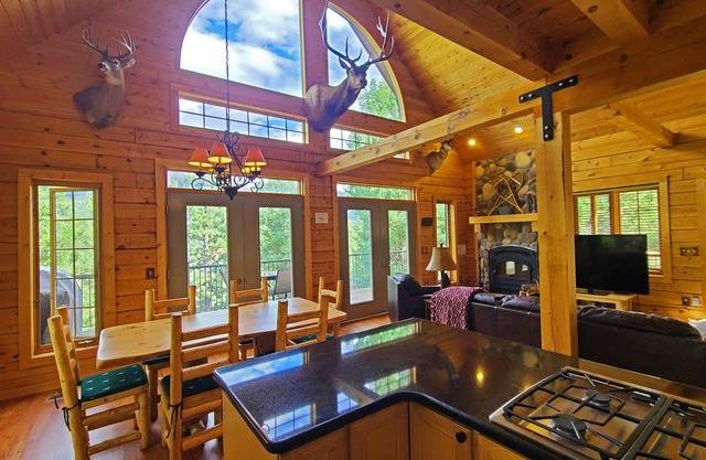 LOG CABIN w/Mtn View, Hot Tub, & Fireplace!