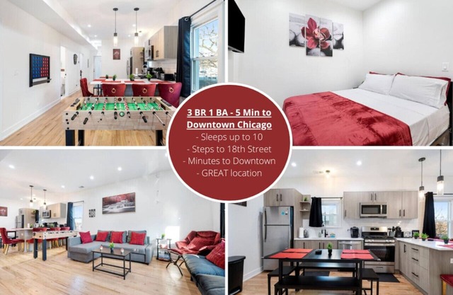 Modern 3 BR Apt - 5 Mins to Downtown Sleeps 10