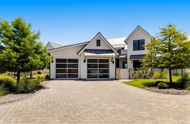Modern lake-view farmhouse with alfresco patio, yard & WFH desk
