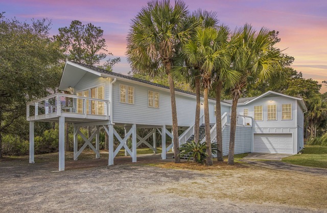Ocean and Marsh Views, Outdoor Theater and Games, and King Bed