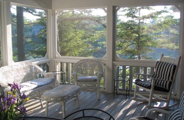 Oceanfront Juniper Point Cottage with dock, screened porch, close boat traffic
