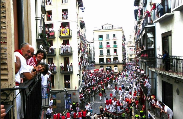 Pamplona center. Estafeta, Running of the bulls