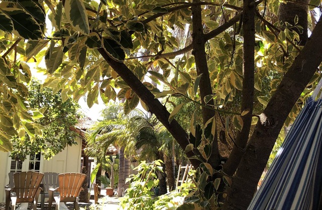 Private guest house within gated property, outdoor garden seating