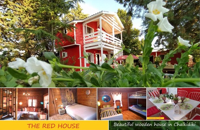RED Wooden House near the sea in Beautiful Chalkidiki