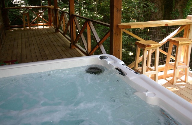 Renovated Log Cabin, Roaring Creek right out back door, Hot Tub