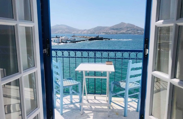 Seafront Naoussa Old Port studio Casa Evriali with amazing location and sea view