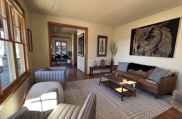 Serene Pine Meadow home with private hot tub! Walk to town! Views! Pool!