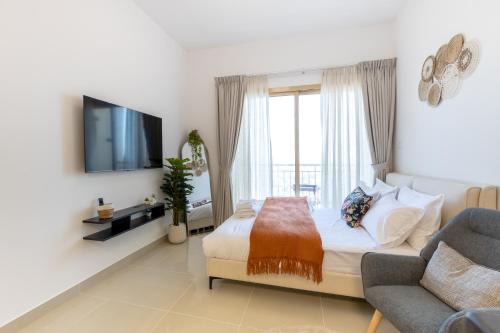 Serene studio apartment with Burj Khalifa view in Jumairah Village Circle JVC