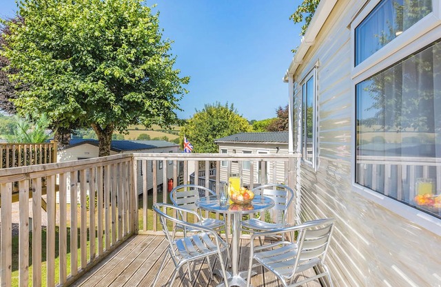 Spacious and luxurious 12ft-wide caravan with one double and one twin.