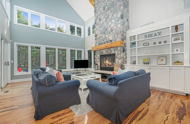 Spacious Home with Two Fireplaces, Game Room, & Private Pool - Walk to the Lake