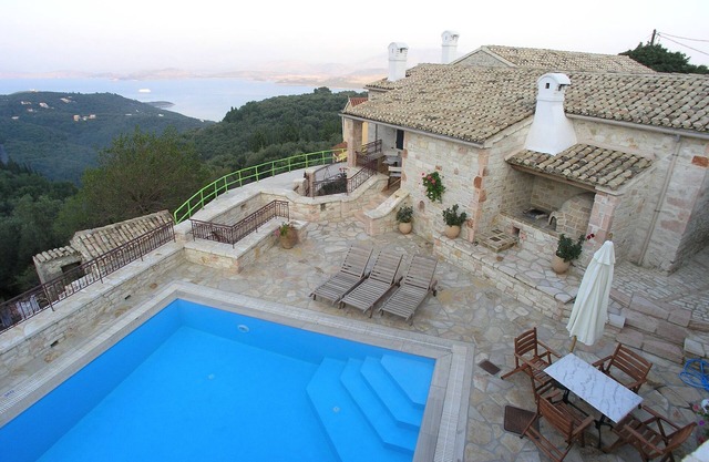 Stone Villa Olympia with stunning Sea views, private pool - perfect for families