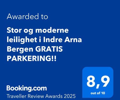 Stor og moderne leilighet i Indre Arna Bergen GRATIS PARKERING!