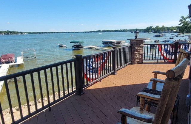 "The Cedar Lake Escape " is a lakeside retreat offering 5 bedrooms and 3 baths.