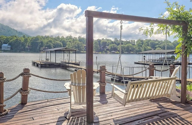 Twin Oaks Retreat - by Chatuge Home Concierge Lakefront w/Pvt Covered Dock, fire pit, ping pong, shuffle board, water carpet