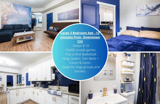 W Pershing · Large Chicago Apt 3 Bed | 12 Min Downtown | Arcade
