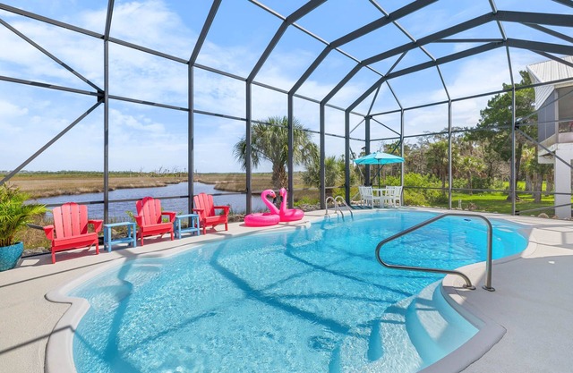 Waterfront Retreat Heated Saltwater Pool