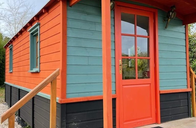 Wooden caravan, unusual accommodation for 2
