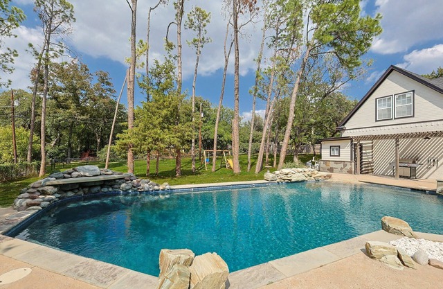 Your Rustic Retreat w Backyard Oasis, Pool, Patio