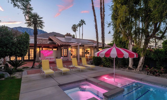 Twin Palms House | 2 homes to Share! 2 pools and Pink Tennis Court! Vacation Memories!