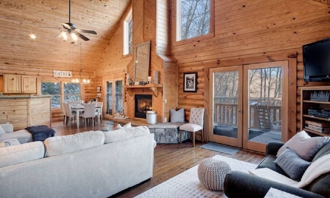 Waynesville Cabin | 2 King Masters, Game Room, Fire Pit, Views