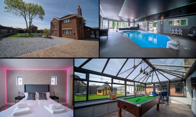 Lytham St. Anne's House | 20 Guest Luxury Stay - Private Pool, Hot Tub & Gym.