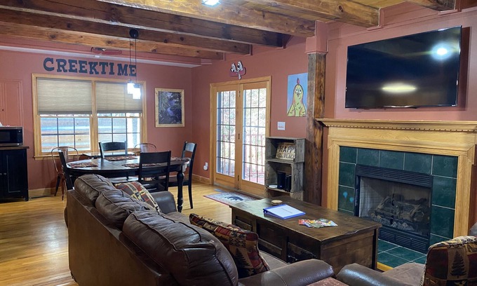 Maggie Valley Cabin | 3/2 Log Cabin with year round rushing creek. Hot tub, wifi, A/C, arcade game.