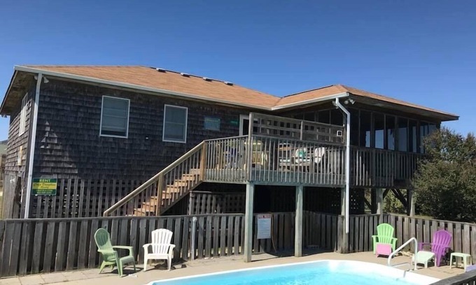 South Nags Head House | 3 Bedroom with a private pool and hot tub in SNH! Short walk to the beach.