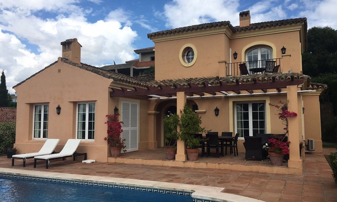 San Roque Villa | 3 bedrooms, 3 bathrooms, private heated pool, garden area and golf course views