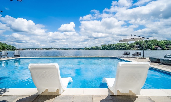 Mid America House | 3-home lakefront retreat with outdoor pool, fireplaces, grills, patios, & views