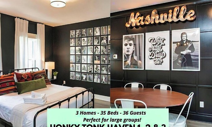 East Nashville House | 36 🛌 BEDS | 🏡 🏡 🏡 3 SIDE BY SIDE | LARGE ​🎉 CELEBRATIONS