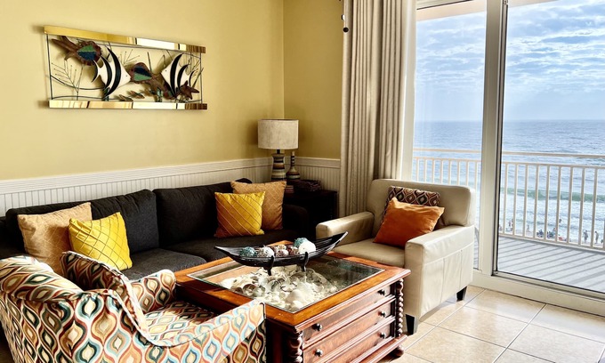 West Panama City Beach Condo | 3rd Floor Oceanfront, FREE Beach Chairs, 3 KING beds, Water Park, Lazy River