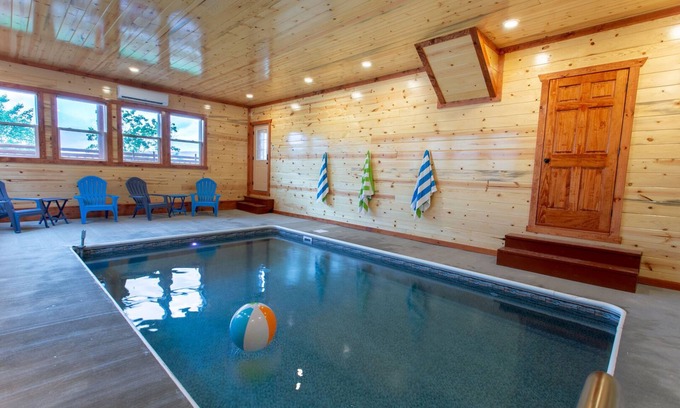 Gatlinburg - Pigeon Forge Cabin | A Heavenly View ~ 6 BR Indoor Pool Cabin ~ Sleeps 28 ~ Incredible Views!