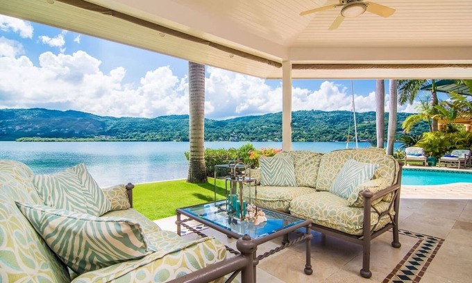 Montego Bay Villa | A luxurious beachfront villa with private beach on a calm lagoon. Montego Bay JA