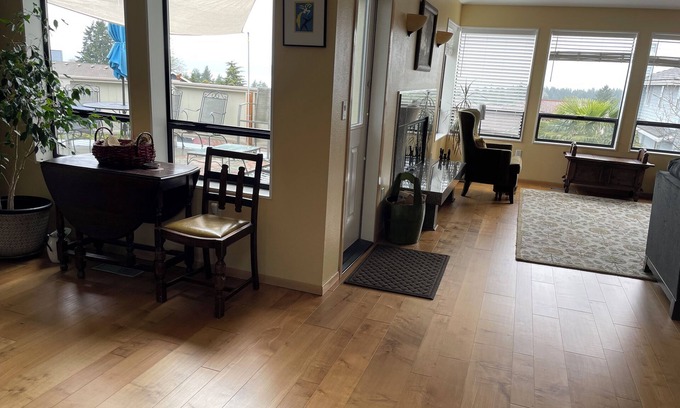 Northeast Tacoma House | A Sound view with hot tub.