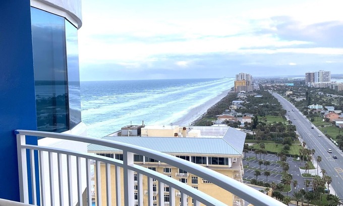 Daytona Beach Shores Condo | A WAVE FROM IT ALL - Magical Ocean Views Peck Plaza Condo Heated Pool, Hot Tub
