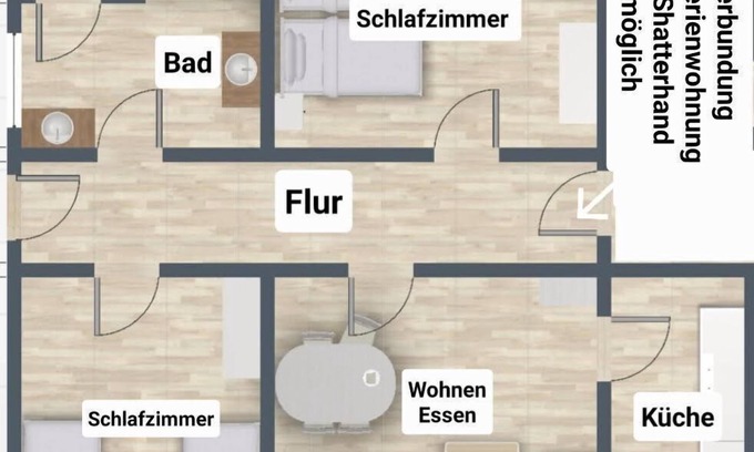 Lennestadt Apartment | A:Winnetou, 64 sqm, 2 bedrooms, max. 4 persons