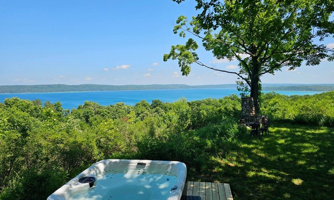 Frankfort Cottage | Above Crystal Lake - Hot Tub and Panoramic Views
