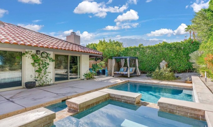 Palm Springs Apartment | Adobe Villa: HUGE backyard w/Heated Pool & Spa