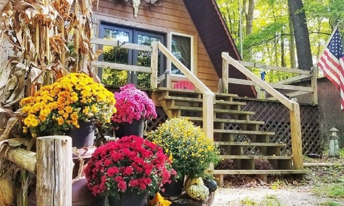 Ludington Cabin | AFrame Cabin w/Acreage-Hamlin Lake-Hot Tub-Kayaks-Firepit-Dogs okay! No Fees!