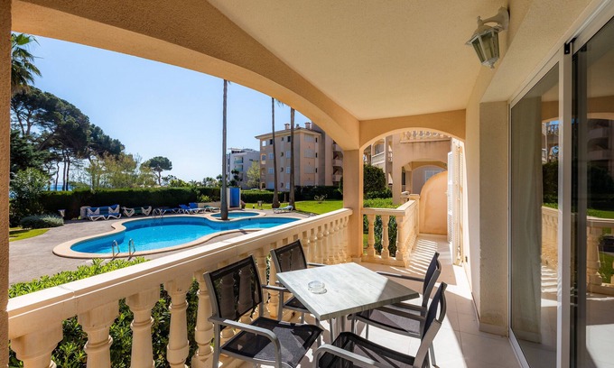 Canyamel Apartment | Apartment 'Oro Del Mar IV 02' with Shared Pool, Shared Garden and Wi-Fi