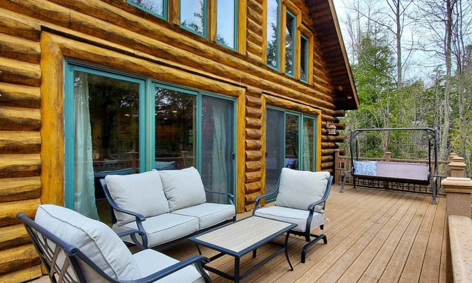 Lake Township House | Arbor Lodge Lakehouse: Wooded Lodge with private beach access and dock on Big Platte Lake