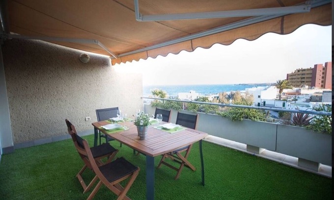 Poris de Abona Apartment | At sea level, and overlooking the beach. Apartment with terrace and 8 hrs of sun