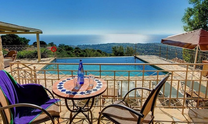 Skala Villa | Attractive Stone Villa, A/C, Private Infinity Pool, Idyllic Setting Above Skala - Amazing Sea Views!