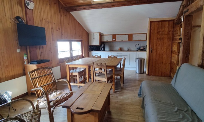 Molines-en-Queyras Apartment | Au Pays des mélèzes: under the roof, spacious, bright and very well equipped.